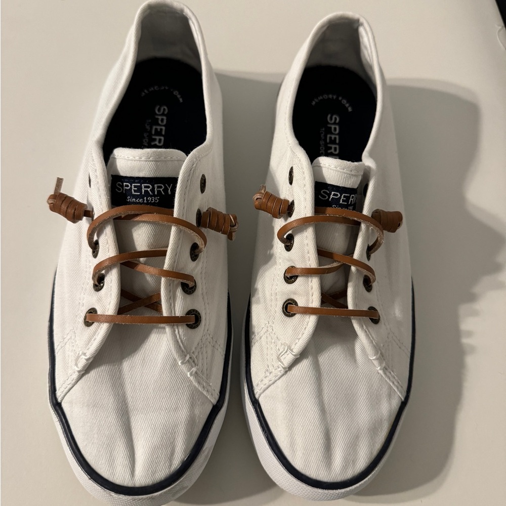 Women’s white sperrys